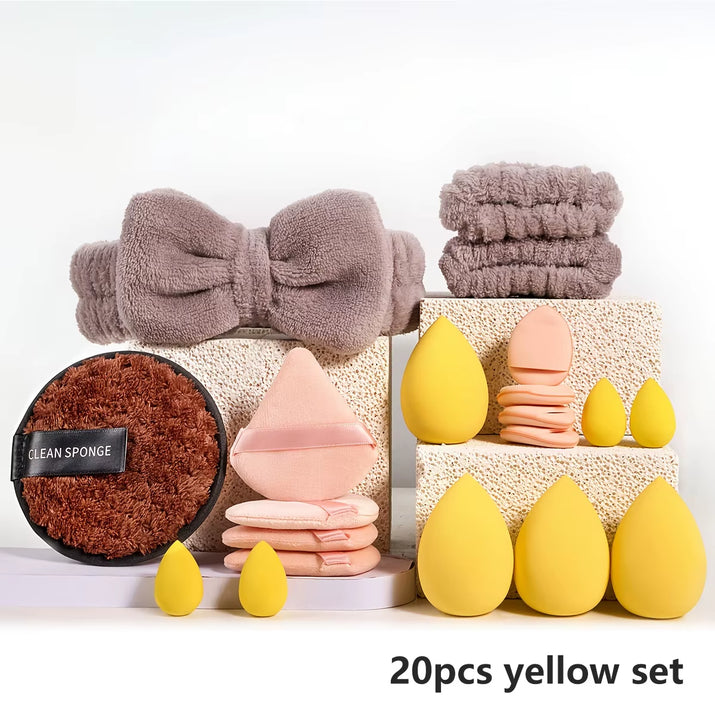 Makeup Brushes and Sponges Set, Brown Makeup Puff, Beauty Egg, Headband, Wristband Remover Kit, Makeup Tool, Gift, 20/40